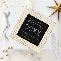 New Years Eve Party Modern Black Gold Chevron