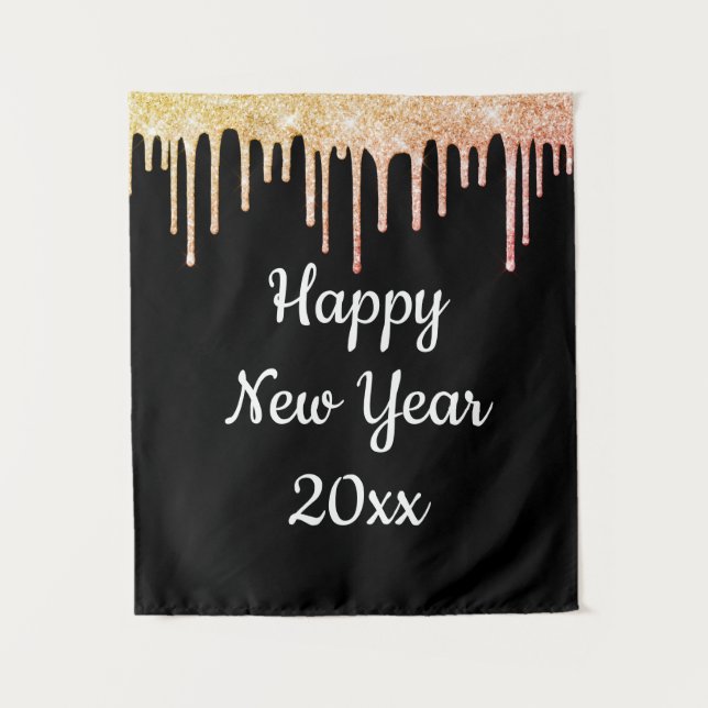 New Year's Eve Party Photo Booth Backdrop Rainbow Tapestry (Front)