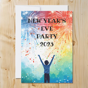New Years Eve Party Rainbow Fireworks Invitation