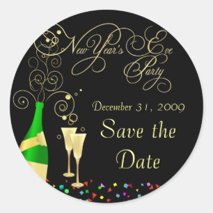 New Year's Eve Party - Save the Date Stickers