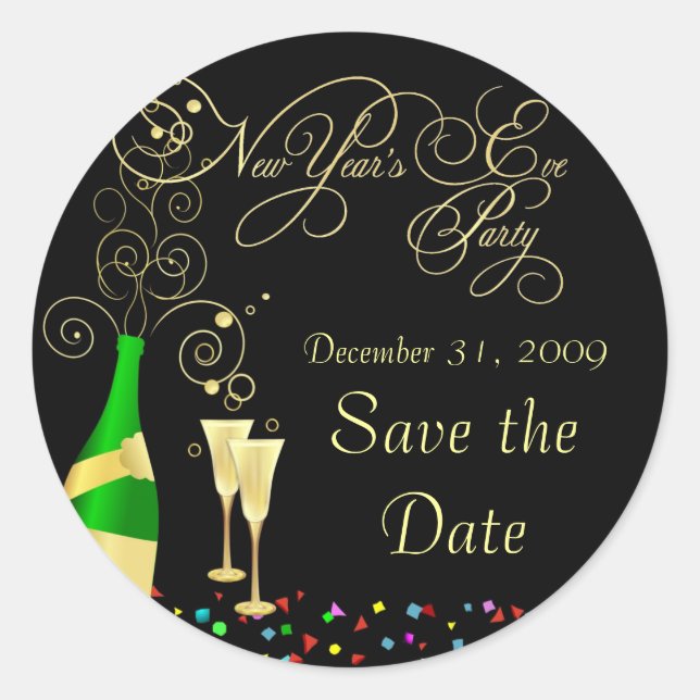 New Year's Eve Party - Save the Date Stickers (Front)