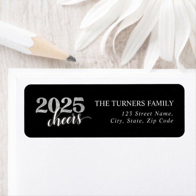 New Year's Eve Party Silver & Black Return Address (Insitu)