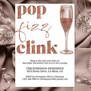 New Year's Eve Party Sparkle Rose Gold Cheers Invitation