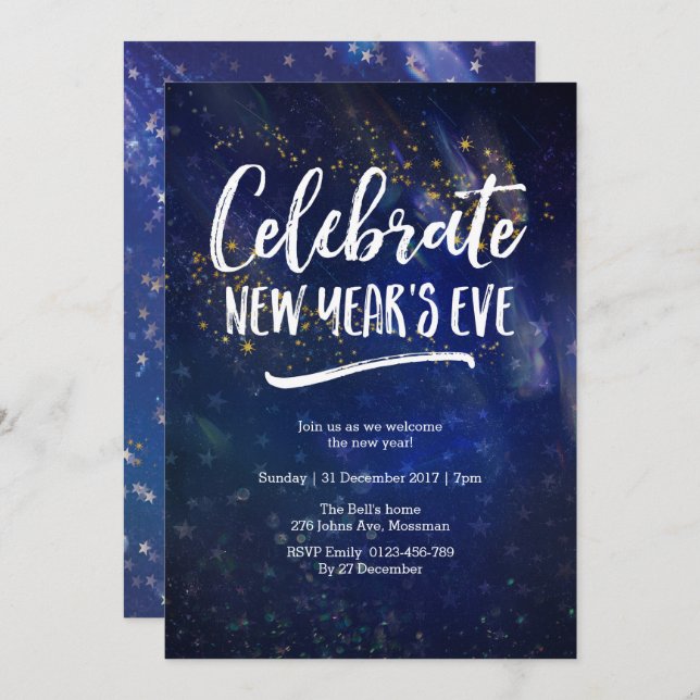 New Years Eve party starry sky Invitation (Front/Back)