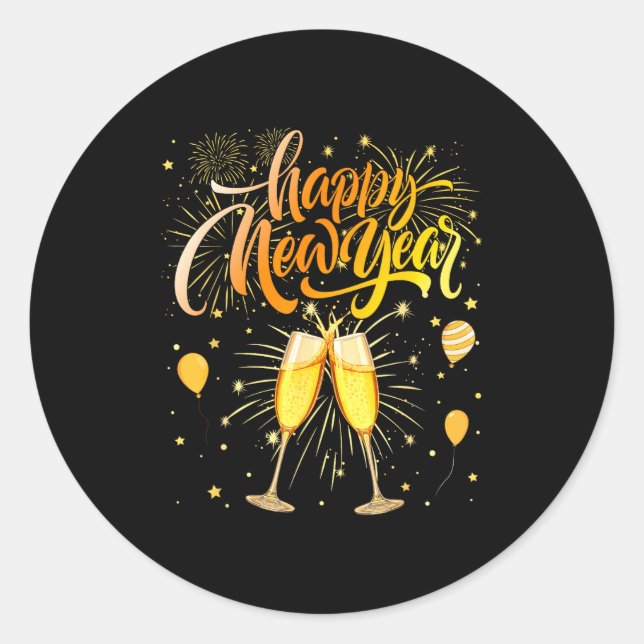 New Years Eve Party Supplies Nye Matching Happy Ne Classic Round Sticker (Front)