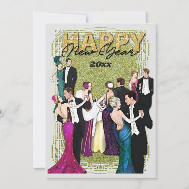 New Years Eve Party Vintage Art Deco Invitation (Front)