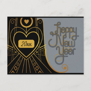 New Years Eve Party Vintage Art Deco Invitation Postcard