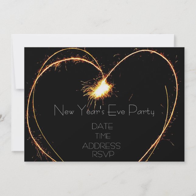 New Year's Eve party with heart sparklers Invitation (Front)