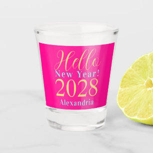 New Year's Eve Personalised Hot Pink Party Favour Shot Glass