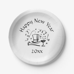 New Years Eve Silver Dated Paper Plate