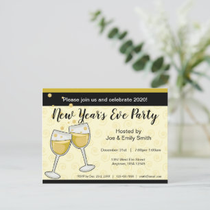 New Year's Eve Sparkling Champagne Glasses Postcard