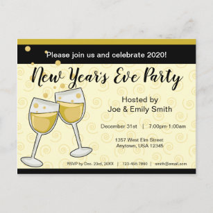 New Year's Eve Sparkling Champagne Glasses Postcard