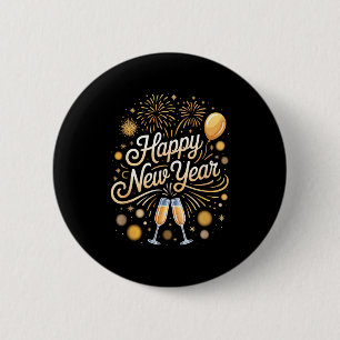 New Years Eve Supplies Fireworks 6 Cm Round Badge