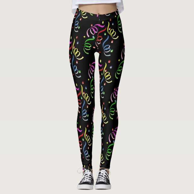 New Year's Eve Swirls & Confetti Leggings (Front)