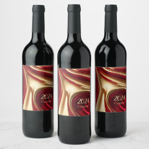 New Years Eve Wine Label- Red and Gold- Label