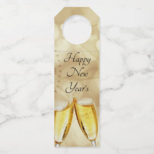 New Year's Eve with champagne glasses  Bottle Tag