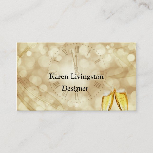 New Year's Eve with champagne glasses  Business Card (Front)