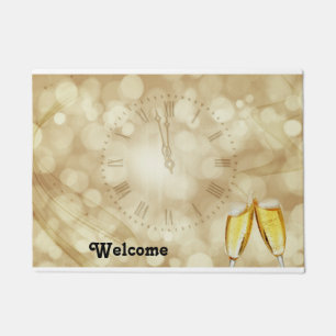 New Year's Eve with champagne glasses Doormat