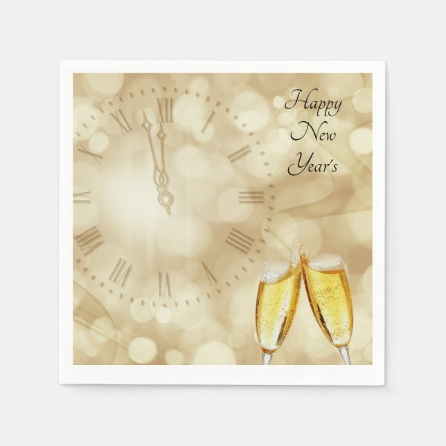 New Year's Eve with champagne glasses   Napkin (Front)