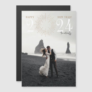 New Years Fireworks Burst Elegant Holiday Magnet