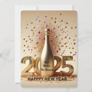 New Years Golden Wishes Holiday Card