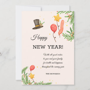 New Year's Greetings Holiday Card