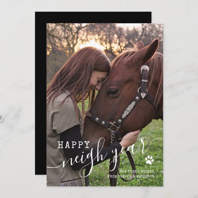 New Years Horse Photo Holiday Card (Front/Back)