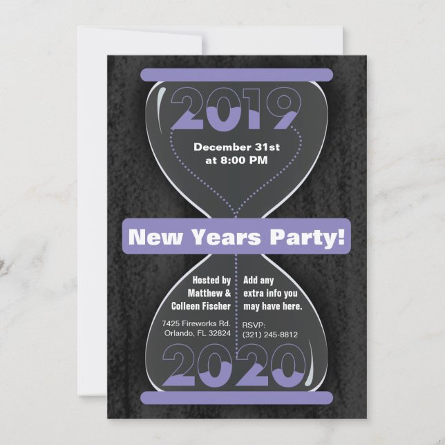 New Years Hourglass Party Invitation (Front)