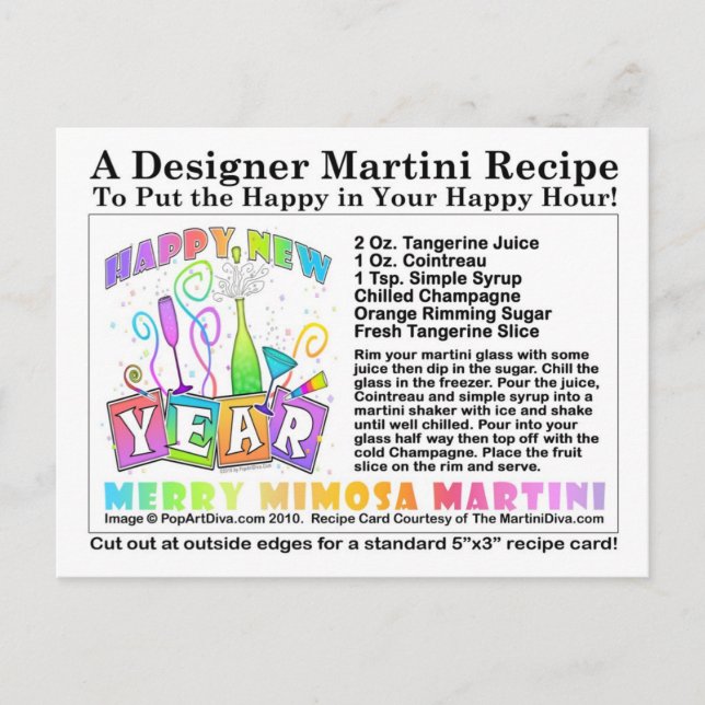 New Year's Merry Mimosa Martini Recipe Postcard (Front)