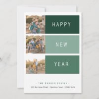 New Year's modern Photo Card template green shade