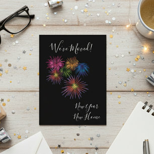New Years Moving Announcement We've Moved Firework Postcard