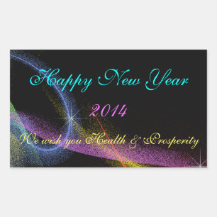 New Years Neon Fireworks Wine, Water Bottle Labels