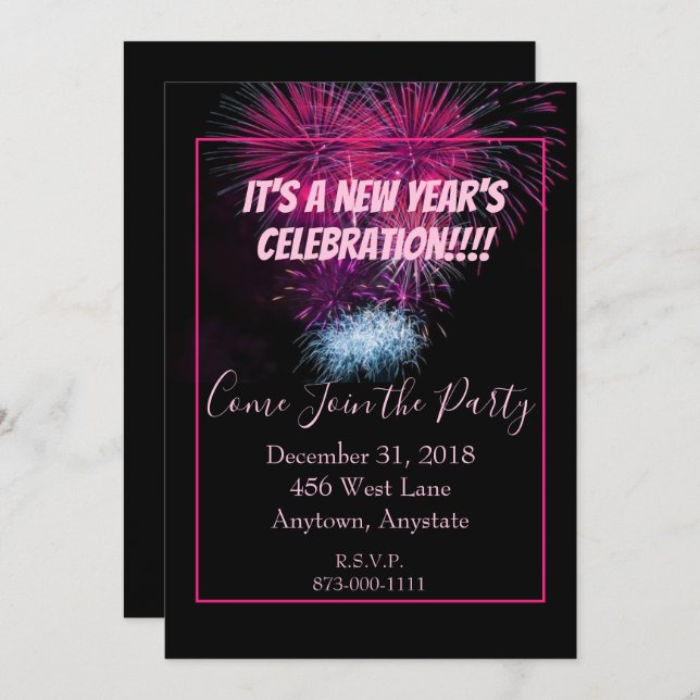 New Year's Party and Festivities Invitation (Front/Back)