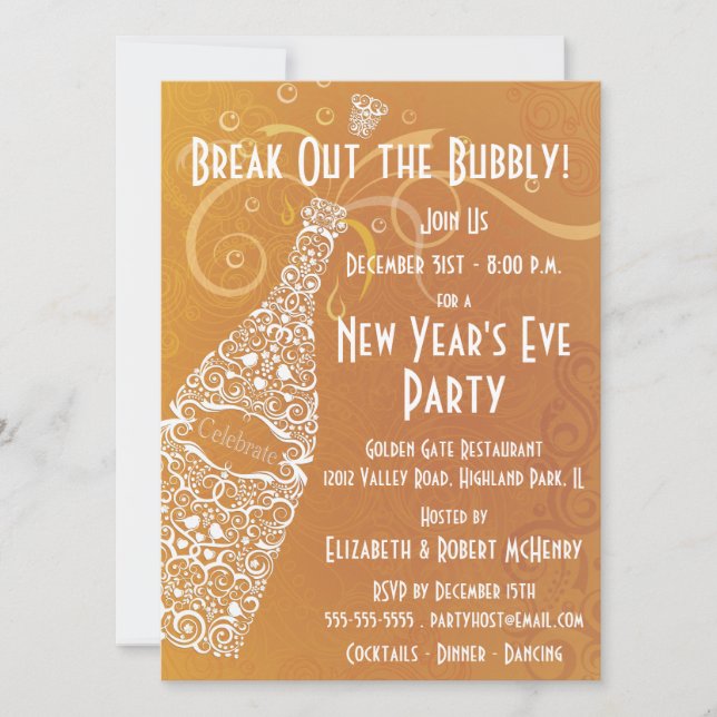 New Year's Party Champagne Celebration Invitation (Front)