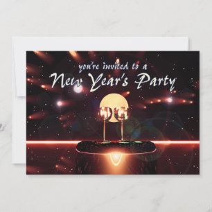 New Year's Party Champagne Fireworks Invitation
