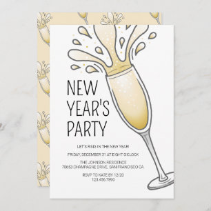 New Years Party Champagne Invitation
