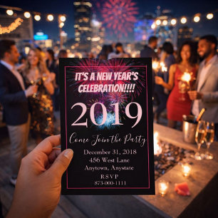 New Year's Party Fireworks Invitation