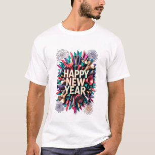 New Year's Party Horn T-Shirt, Confetti Burst T-Shirt