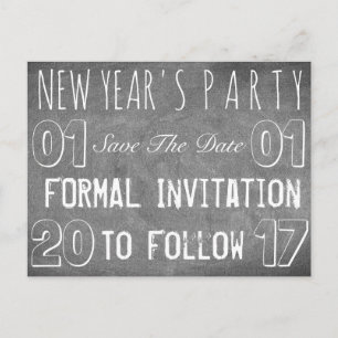 New Year's Party Save The Date Chalkboard Announcement Postcard