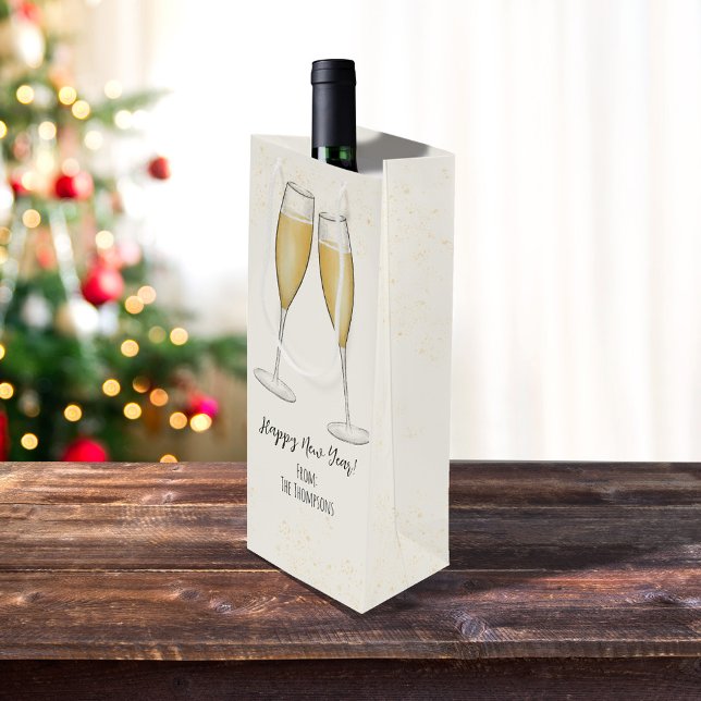 New Years Party Whimsical Cute Fun Champagne  Wine Gift Bag (New Years Eve Champagne wine gift bag.)