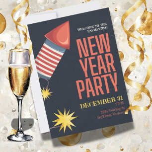 New Year's Party with Bottle Rocket Invitation