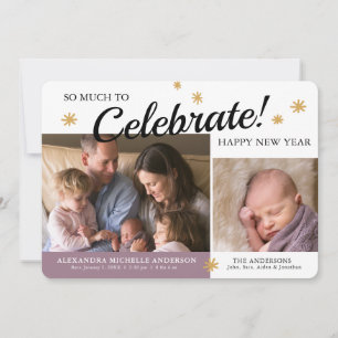 New Years Photo Baby Girl Birth Announcement