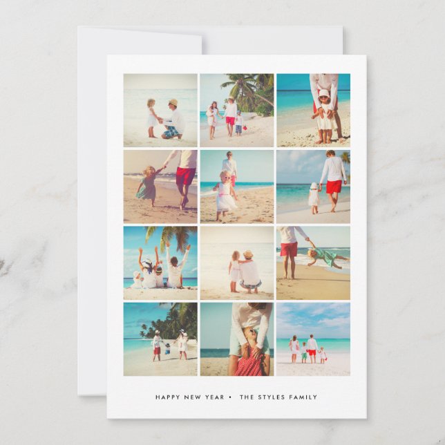 NEW YEAR'S PHOTO CARD | Modern Minimalist Grid (Front)