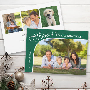 New Years Photo Cheers Elegant Holiday Card