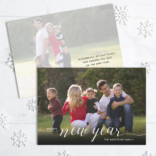 New Years Photo Elegant Script Holiday Card