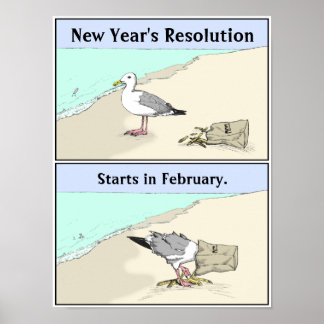 New Year's Resolution Poster 12x16" | Seagull Art