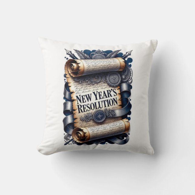 New Year's Resolution T-Shirt, Ornate Scroll Cushion (Front)