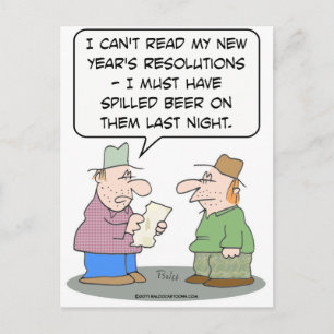 New Year's resolutions beer spilled Holiday Postcard