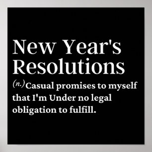 New year's resolutions funny definition poster