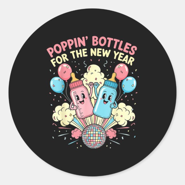 New Years Shirt, Nurse Png Bottles For The New Yea Classic Round Sticker (Front)